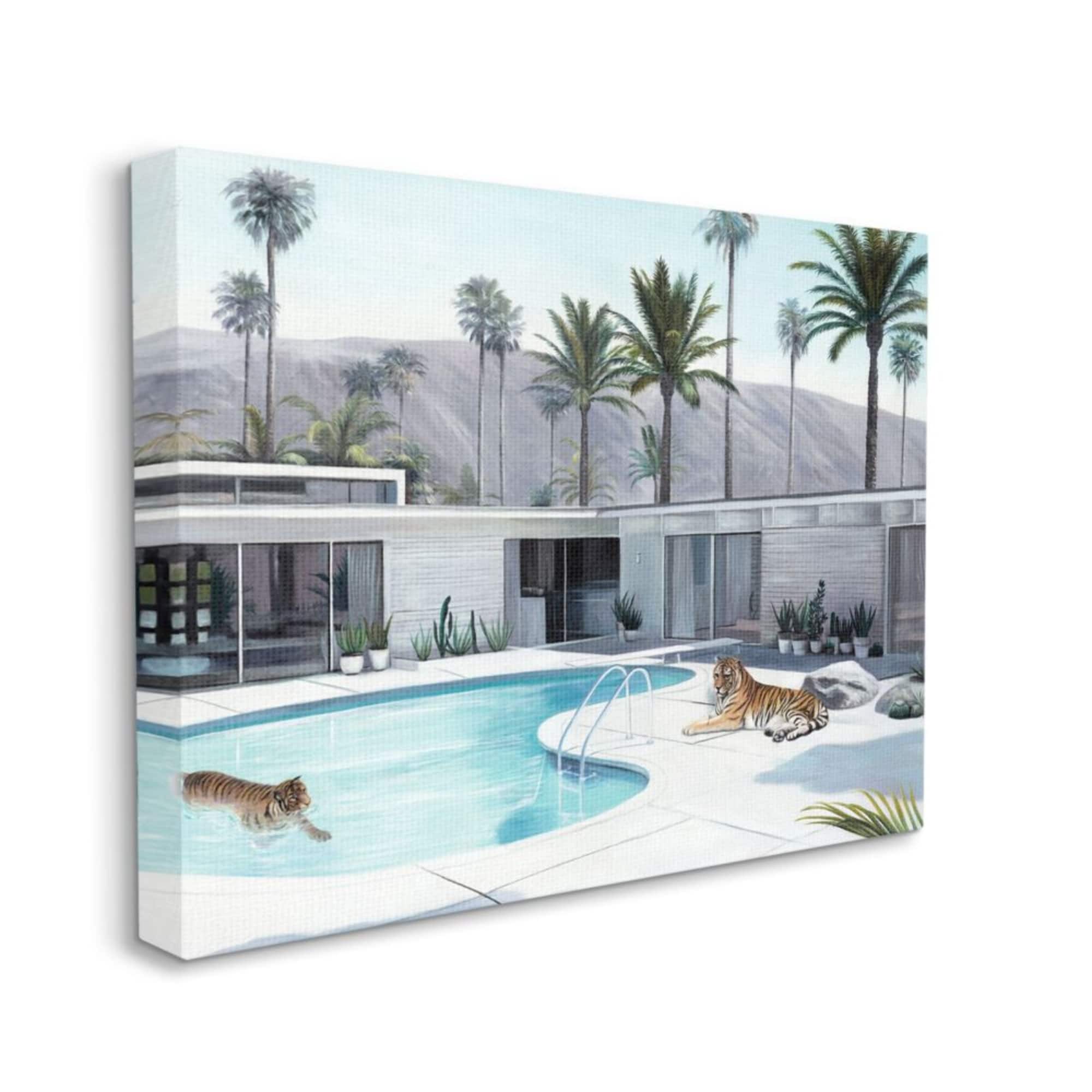 Stupell Industries Swimming Summer Tigers Canvas Wall Accent